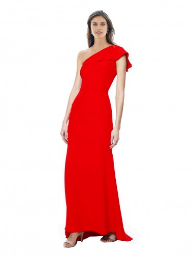 Mermaid High Neck Stretch Crepe Long Red Formal Dress / Bridesmaid Dress Barrie