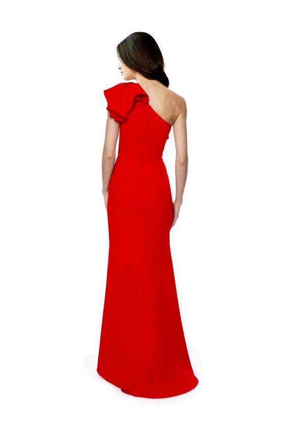 Mermaid High Neck Stretch Crepe Long Red Formal Dress / Bridesmaid Dress Barrie