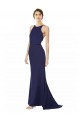 Mermaid High Neck Stretch Crepe Long Navy Blue Formal Evening Gown / Prom Dress / Bridesmaid Dress Barrie