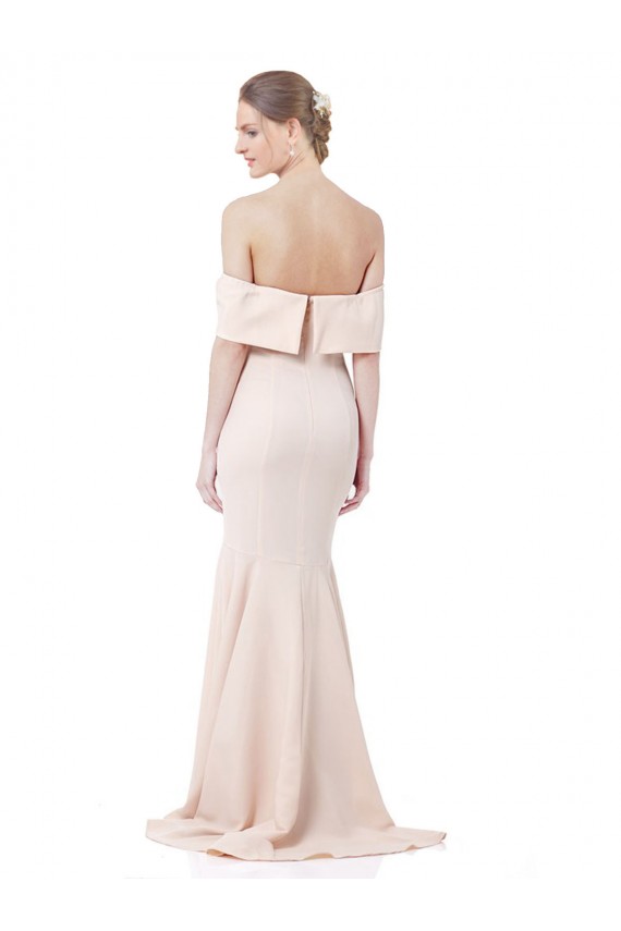 Mermaid High Neck Stretch Crepe Long Nude Formal Evening Gown / Prom Dress / Bridesmaid Dress Barrie