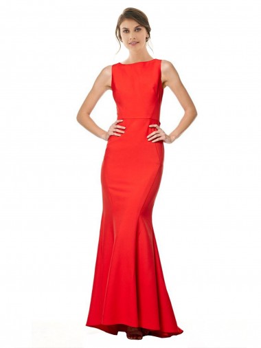 Mermaid High Neck Stretch Crepe Long Red Bridesmaid Dress / Evening Gowns Barrie