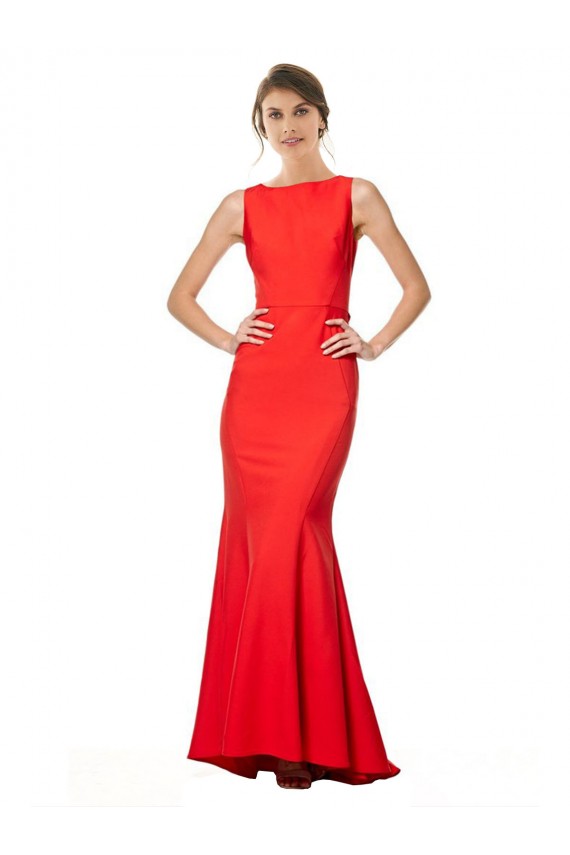 Mermaid High Neck Stretch Crepe Long Red Bridesmaid Dress / Evening Gowns Barrie