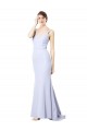 Mermaid High Neck Stretch Crepe Long Light Sky Blue Evening Gown / Prom Dress / Bridesmaid Dress Barrie