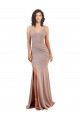 Mermaid V-Neck Stretch Crepe Long Dusty Pink Black Tie Evening Gown / Prom Dress / Bridesmaid Dress Barrie