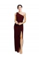 Sheath One Shoulder Stretch Crepe Long Burgundy Gold Black Tie Evening Gown / Prom Dress / Bridesmaid Dress Barrie