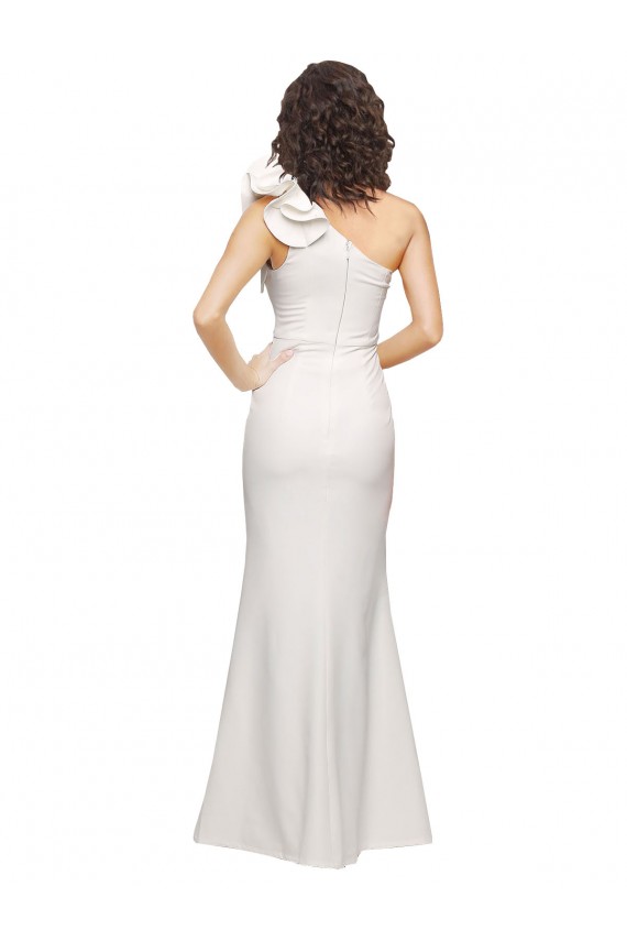 Sheath One Shoulder Stretch Crepe Long Ivory Formal Evening Gown / Prom Dress / Bridesmaid Dress Barrie