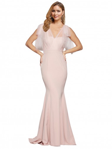 Sheath Sweetheart Stretch Crepe & Tulle Long Mauve Formal Dress / Bridesmaid Dress Barrie
