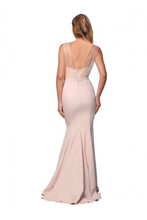 Sheath Sweetheart Stretch Crepe & Tulle Long Nude Formal Evening Gown / Prom Dress / Bridesmaid Dress Barrie