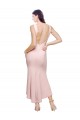 Sheath High Neck Stretch Crepe Midi Length Pink High Low Evening Gown / Prom Dress / Bridesmaid Dress Barrie