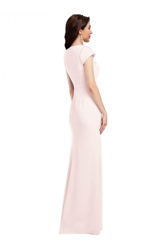 A-Line V-Neck Stretch Crepe Long Pink Formal Evening Gown / Prom Dress / Bridesmaid Dress Barrie