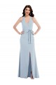 A-Line V-Neck Stretch Crepe Long Light Sky Blue Formal Evening Gown / Prom Dress / Bridesmaid Dress Barrie