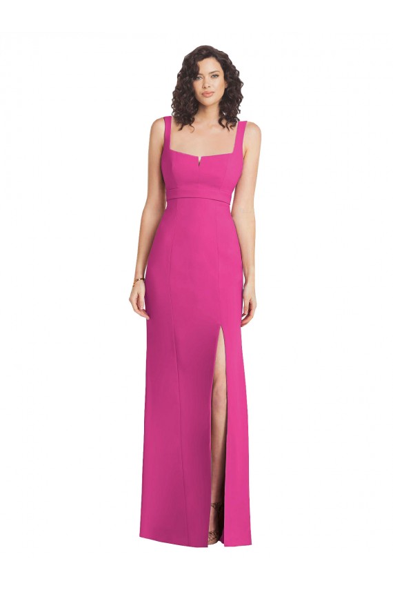Trumpet Square Neck Stretch Crepe Long Fuchsia Semi Formal Evening Dress / Prom Dress / Bridesmaid Dress Barrie