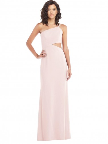 Trumpet One Shoulder Stretch Crepe Long Pink Formal Evening Gown / Prom Dress / Bridesmaid Dress Barrie