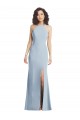 Trumpet High Neck Stretch Crepe Long Light Sky Blue Formal Evening Gown / Prom Dress / Bridesmaid Dress Barrie