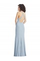 Trumpet High Neck Stretch Crepe Long Light Sky Blue Formal Evening Gown / Prom Dress / Bridesmaid Dress Barrie