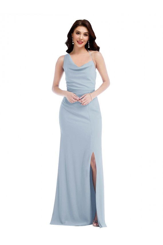 Trumpet One Shoulder Stretch Crepe Long Light Sky Blue Formal Dress / Bridesmaid Dress Barrie