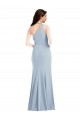 Trumpet One Shoulder Stretch Crepe Long Light Sky Blue Formal Dress / Bridesmaid Dress Barrie