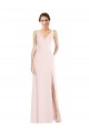 A-Line V-Neck Stretch Crepe Long Pink Black Tie Evening Gown / Prom Dress / Bridesmaid Dress Barrie