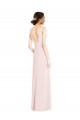 A-Line V-Neck Stretch Crepe Long Pink Black Tie Evening Gown / Prom Dress / Bridesmaid Dress Barrie