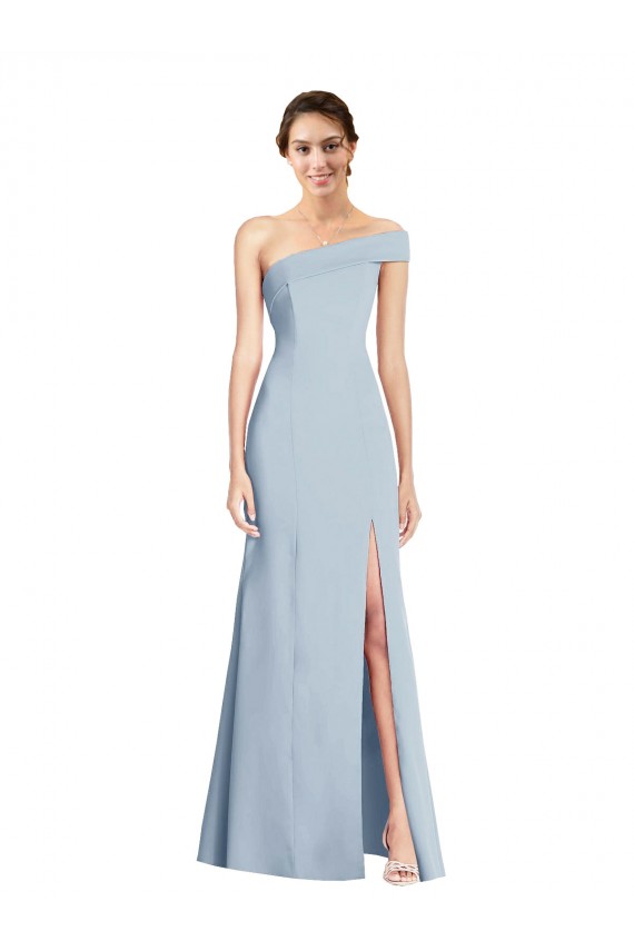 Trumpet Off the Shoulder Stretch Crepe Long Light Sky Blue Formal Evening Gown / Prom Dress / Bridesmaid Dress Barrie