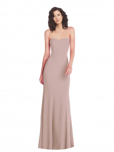 Mermaid Strapless Stretch Crepe Long Dusty Pink Formal Evening Gown / Prom Dress / Bridesmaid Dress Barrie