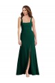 Trumpet Square Neck Stretch Crepe Long Midnight Green Semi Formal Evening Dress / Prom Dress / Bridesmaid Dress Barrie
