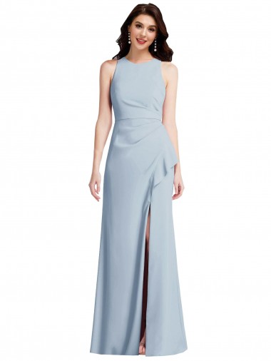 Trumpet Halter Neck Stretch Crepe Long Light Sky Blue Formal Dress / Bridesmaid Dress Barrie