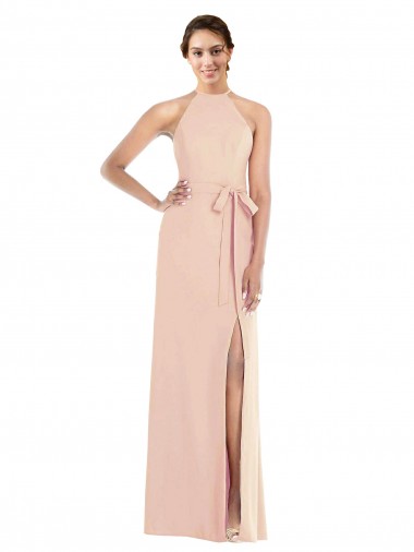 Trumpet Halter Neck Stretch Crepe Long Nude Formal Evening Gown / Prom Dress / Bridesmaid Dress Barrie