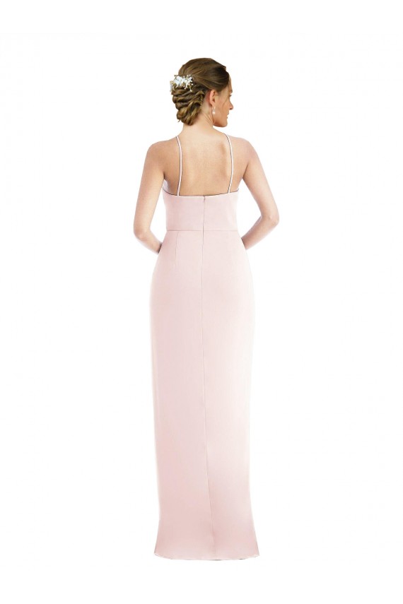 Trumpet Halter Neck Stretch Crepe Long Pink Semi Formal Evening Dress / Prom Dress / Bridesmaid Dress Barrie