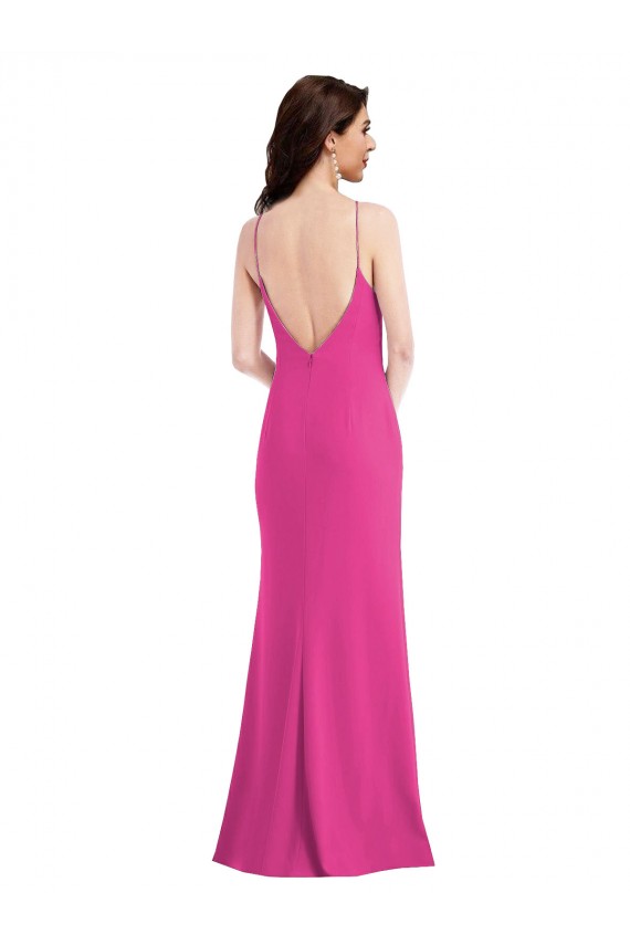 Trumpet High Neck Stretch Crepe Long Fuchsia Formal Evening Gown / Prom Dress / Bridesmaid Dress Barrie