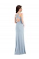 Trumpet V-Neck Stretch Crepe Long Light Sky Blue Evening Dress / Bridesmaid Dress Barrie