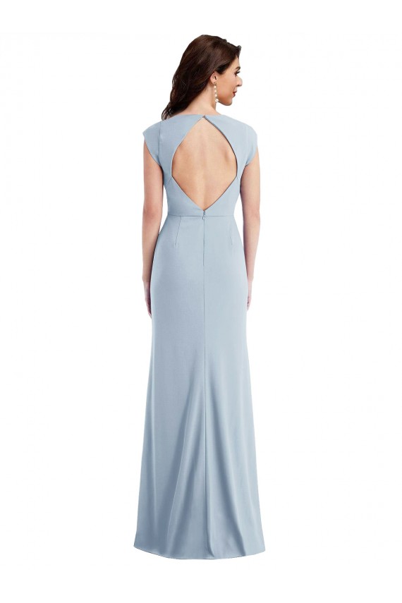 Trumpet Stretch Crepe Long Light Sky Blue Formal Evening Gown / Prom Dress / Bridesmaid Dress Barrie