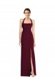 Trumpet Halter Neck Stretch Crepe Long Burgundy Gold Semi Formal Evening Dress / Prom Dress / Bridesmaid Dress Barrie