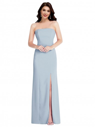 A-Line Strapless Stretch Crepe Long Light Sky Blue Formal Evening Gown / Prom Dress / Bridesmaid Dress Barrie