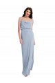 Sheath Cowl Neck Stretch Crepe Long Smoke Blue Formal Evening Gown / Prom Dress / Bridesmaid Dress Barrie