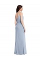 Sheath Cowl Neck Stretch Crepe Long Smoke Blue Formal Evening Gown / Prom Dress / Bridesmaid Dress Barrie