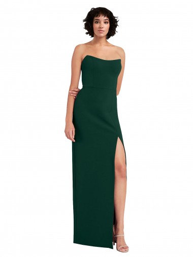 Sheath Strapless Stretch Crepe Long Midnight Green Formal Evening Gown / Prom Dress / Bridesmaid Dress Barrie