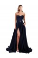 A-Line High Neck Stretch Crepe Long Dark Navy Formal Dress / Bridesmaid Dress Barrie