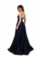 A-Line High Neck Stretch Crepe Long Dark Navy Formal Dress / Bridesmaid Dress Barrie