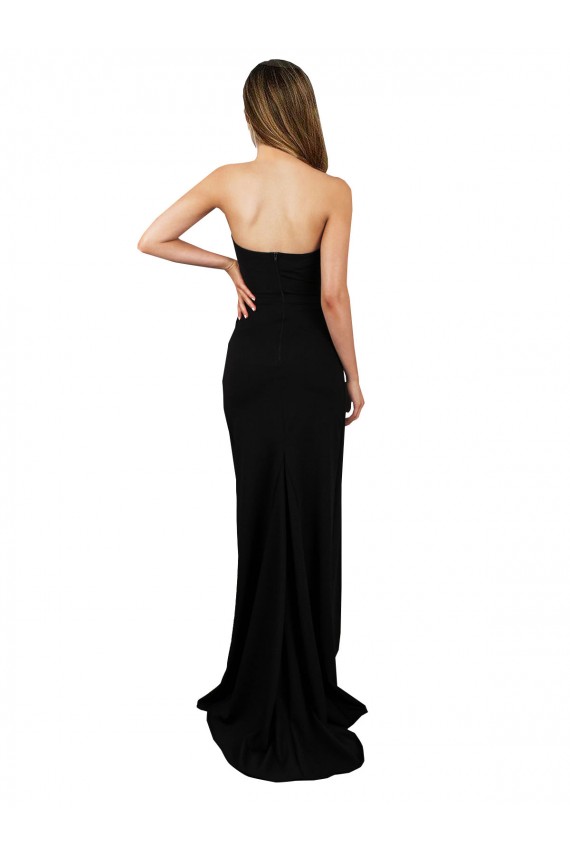 Column High Neck Stretch Crepe Long Black Formal Evening Gown / Prom Dress / Bridesmaid Dress Barrie