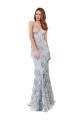 Mermaid High Neck Stretch Crepe & Sequin Tulle Long Silver Formal Evening Gown / Prom Dress / Bridesmaid Dress Barrie