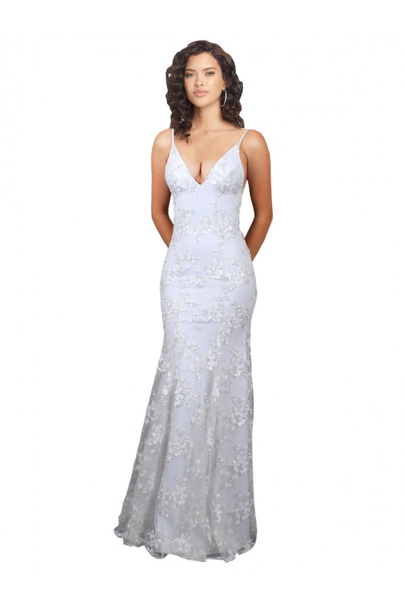 Mermaid High Neck Stretch Crepe & Sequin Tulle Long White Formal Evening Gown / Prom Dress / Bridesmaid Dress Barrie