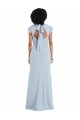 Trumpet Jewel Neck Stretch Crepe Long Light Sky Blue Semi Formal Evening Dress / Bridesmaid Dress Barrie