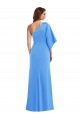 Trumpet One Shoulder Stretch Crepe Long Peacock Blue Semi Formal Evening Dress / Prom Dress / Bridesmaid Dress Barrie