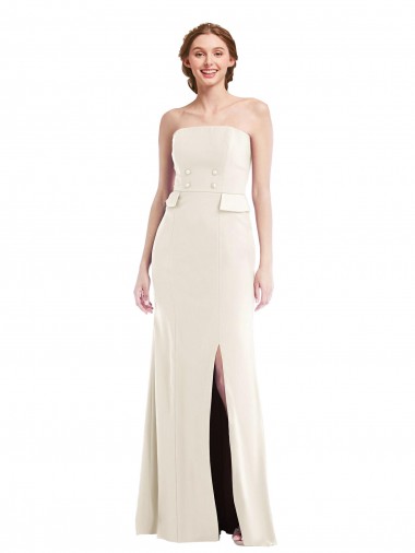 Trumpet Strapless Stretch Crepe Long Ivory Semi Formal Evening Dress / Prom Dress / Bridesmaid Dress Barrie