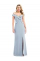 Trumpet Off the Shoulder Stretch Crepe Long Light Sky Blue Semi Formal Evening Dress / Prom Dress / Bridesmaid Dress Barrie