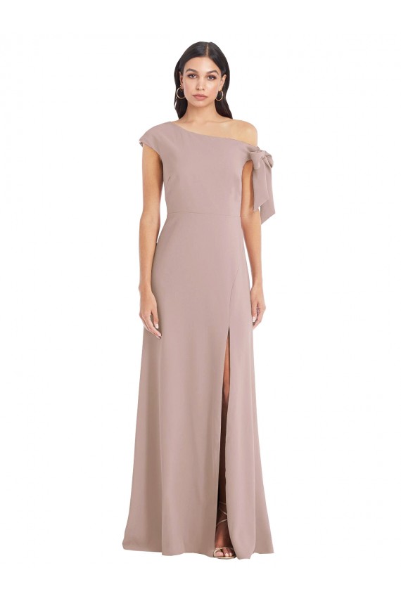 A-Line Off the Shoulder Stretch Crepe Long Dusty Pink Formal Evening Gown / Prom Dress / Bridesmaid Dress Barrie