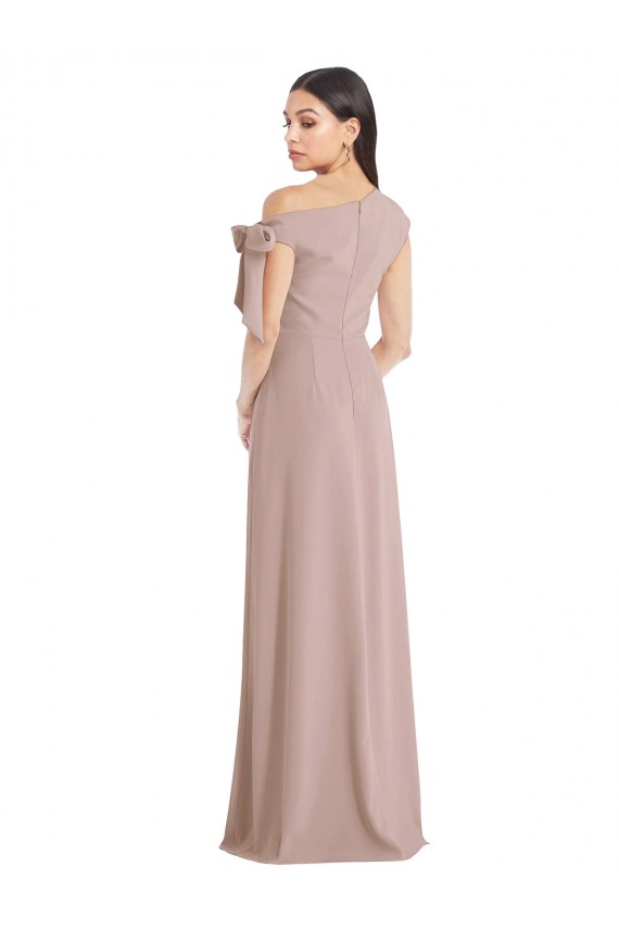 A-Line Off the Shoulder Stretch Crepe Long Dusty Pink Formal Evening Gown / Prom Dress / Bridesmaid Dress Barrie