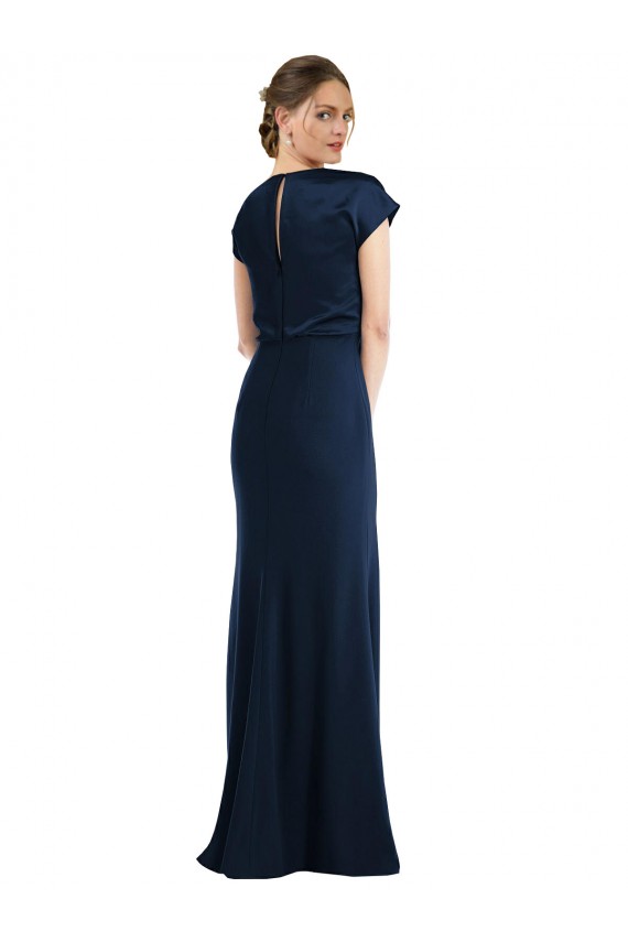 Trumpet Off the Shoulder Stretch Crepe Long Dark Navy Formal Evening Gown / Prom Dress / Bridesmaid Dress Barrie