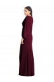 Trumpet V-Neck Stretch Crepe Long Burgundy Gold Semi Formal Evening Dress / Prom Dress / Bridesmaid Dress Barrie